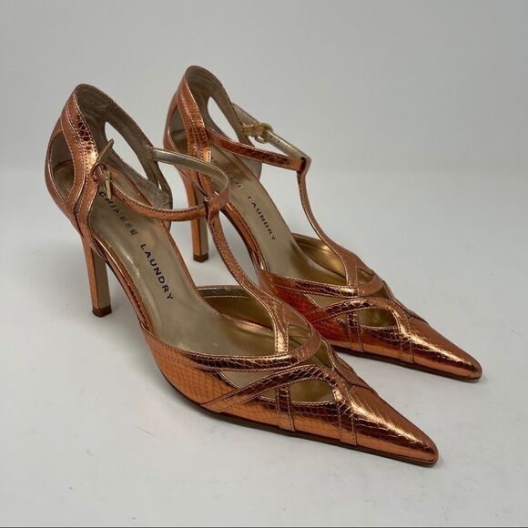 Chinese Laundry Copper Metallic Party Shoes Stilleto Strappy Women’s Size 7M - Picture 1 of 7